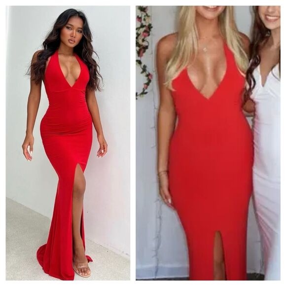 NWT Nookie Maxi Dress Red Illegal Gown Halter Sleeveless size S - Picture 1 of 11